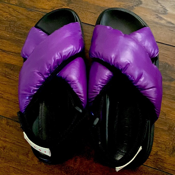 Purple Marni Cross Puffy Nylon Sandals - Picture 2 of 4